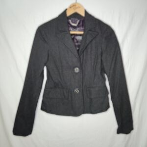 David Bitton Ladies Black Wool Short Button Front Blazer Size Medium
